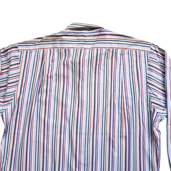 Vintage J. McLaughlin Shirt Mens Medium Striped Button Front Long Sleeve Preppy - Picture 9 of 9